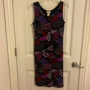 Vintage CITE Sleeveless Abstract Dress Artsy women’s size M Midi black/abstract‎